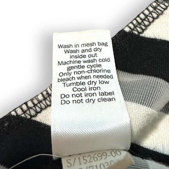 DEREK LAM | 10C Athleta Mesh Striped Raglan Tee Black White Short Sleeve Small - Picture 7 of 8